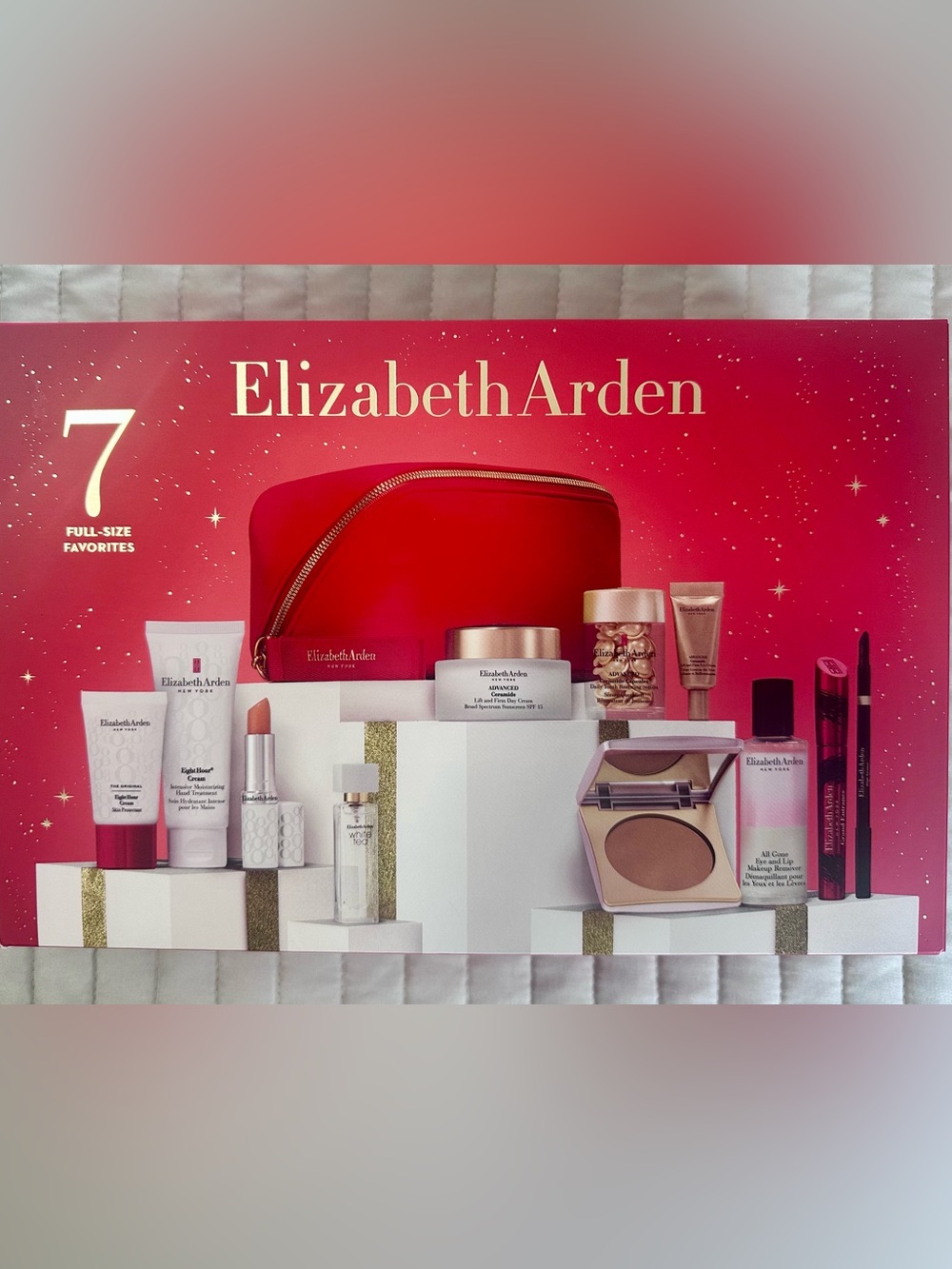Elizabeth Arden Red Travel Cosmetic Pouch with Skincare & Makeup Set